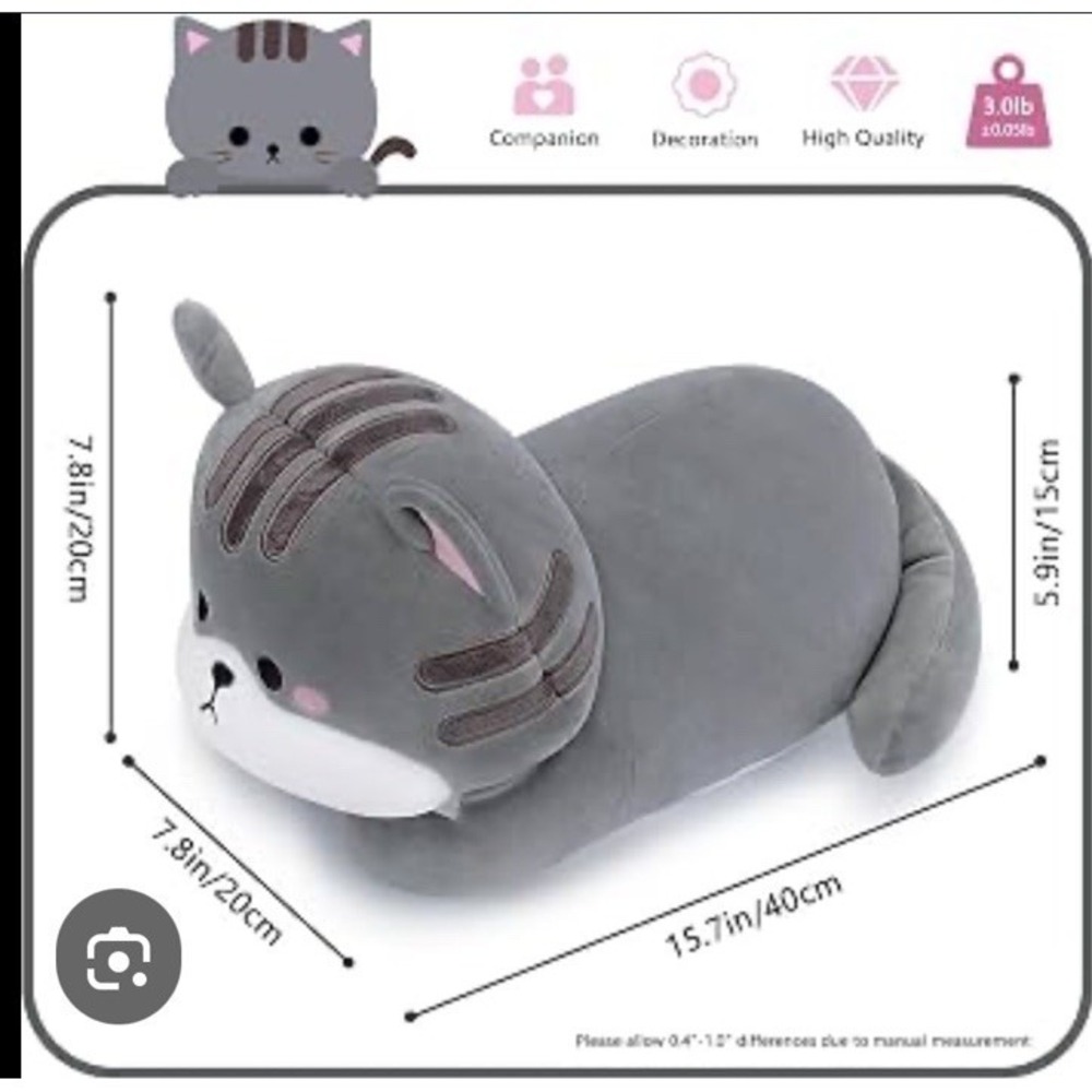 Achwishap Weighted Grey Cat Stuffed Animal 3lbs NEW - Picture 3 of 3